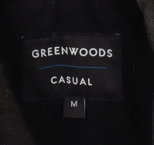 Greenwoods Men's Black Overcoat, M, Casual Mid-Length