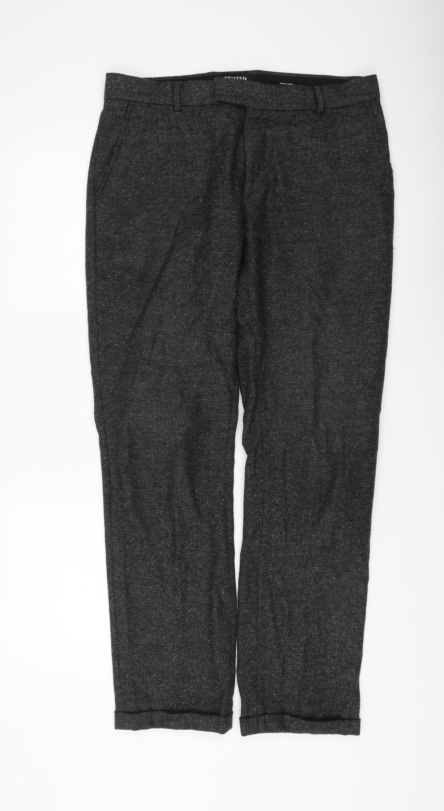 Whistles Grey Men's Trousers Size 34 Wool Blend Herringbone