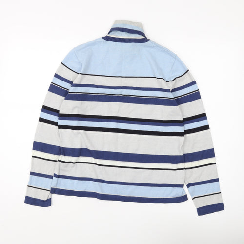 Windsmoor Women's Blue Striped Roll Neck Jumper M