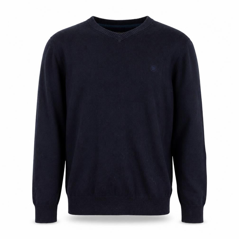 FatFace Men's Blue V-Neck Cotton Cashmere Jumper S
