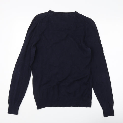 FatFace Men's Blue V-Neck Cotton Cashmere Jumper S