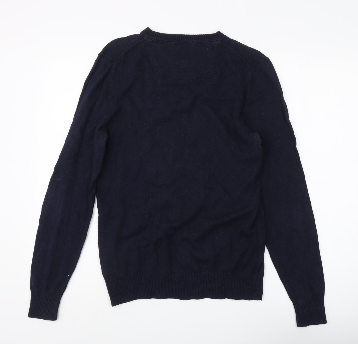 FatFace Men's Blue V-Neck Cotton Cashmere Jumper S