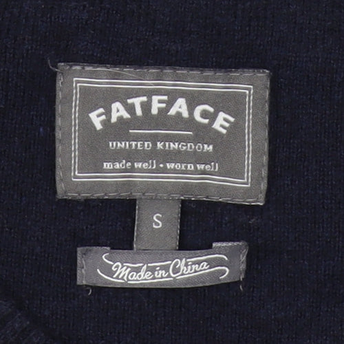 FatFace Men's Blue V-Neck Cotton Cashmere Jumper S