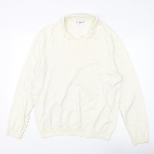 MNG Men's Ivory XL Collared Pullover Jumper