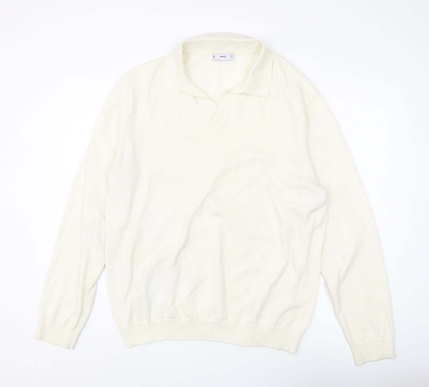 MNG Men's Ivory XL Collared Pullover Jumper