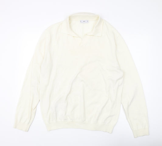 MNG Men's Ivory XL Collared Pullover Jumper