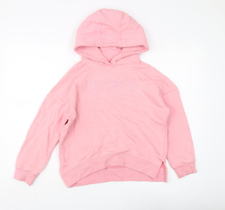 USA Pro Pink Girls Hoodie 11-12 Years Pullover Logo