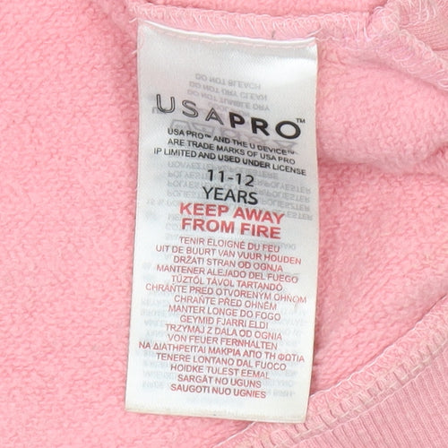 USA Pro Pink Girls Hoodie 11-12 Years Pullover Logo