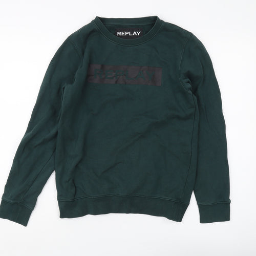 Replay Men's Green Logo Pullover Sweatshirt, Size S