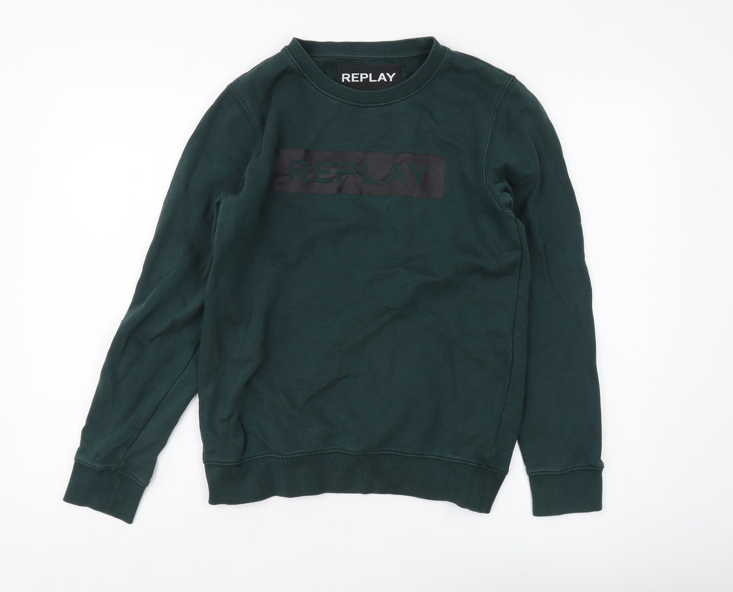 Replay Men's Green Logo Pullover Sweatshirt, Size S