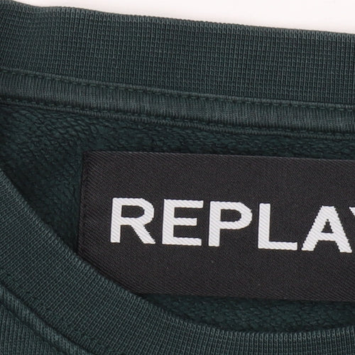 Replay Men's Green Logo Pullover Sweatshirt, Size S