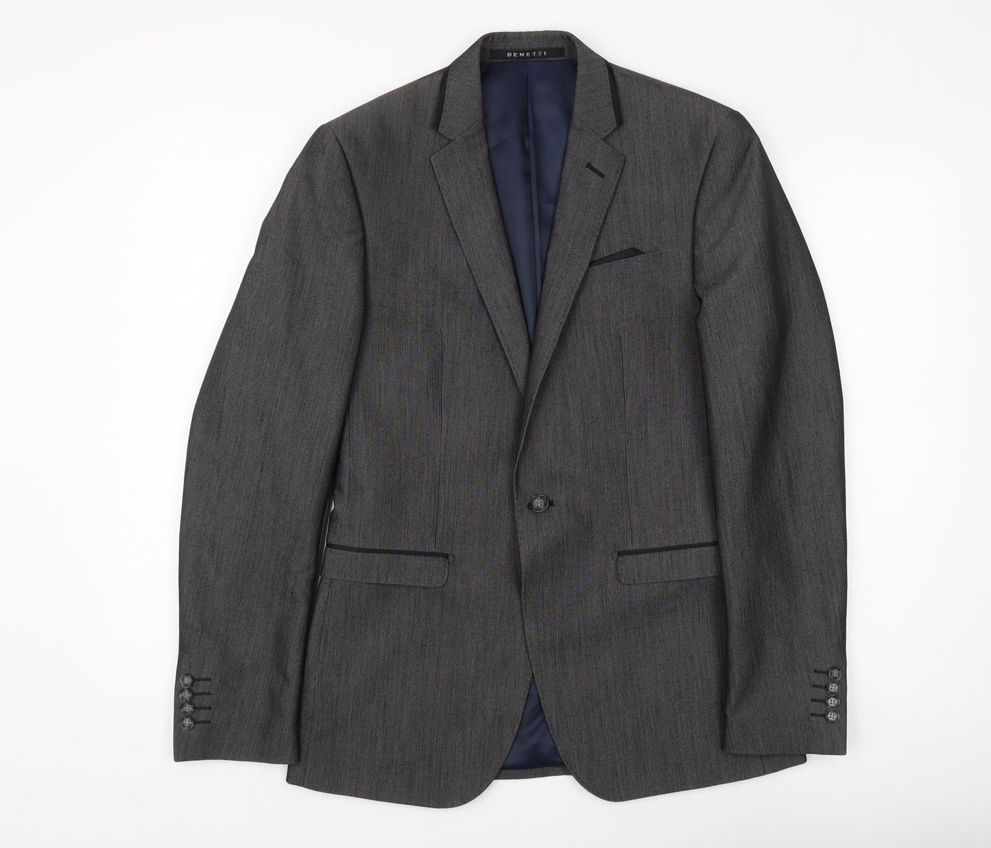 Benetti Men's Grey Slim Fit Blazer - Size 36L