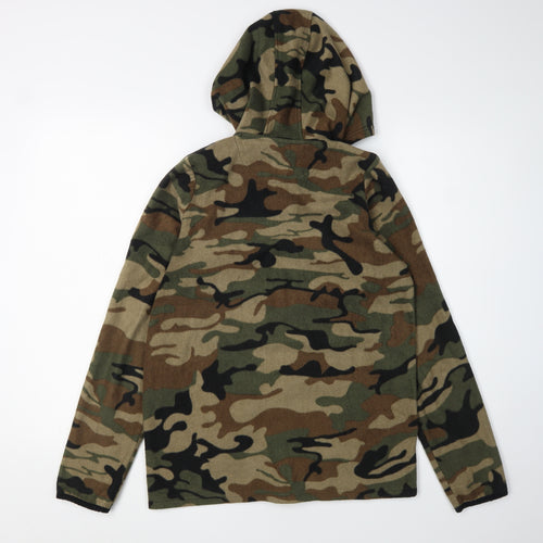 Peter Storm Boys Green Camo Fleece Jacket, Hooded, Age 13