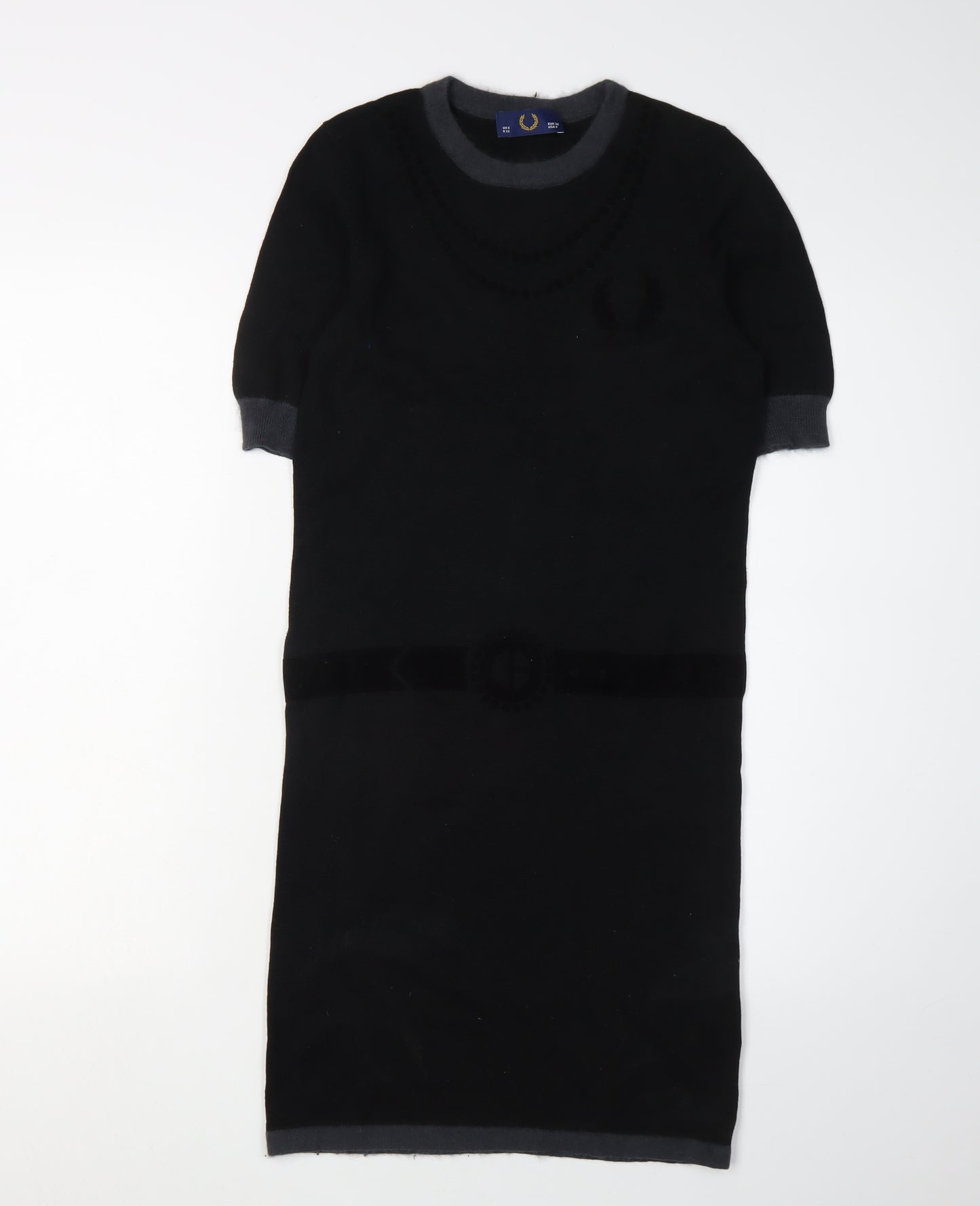 Fred Perry Women's Black Half Sleeve Jumper Dress Size 8
