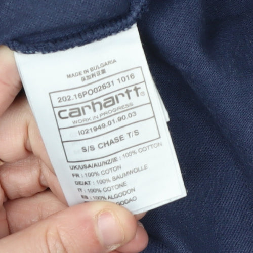 Carhartt Men's Blue Medium Cotton Logo T-Shirt