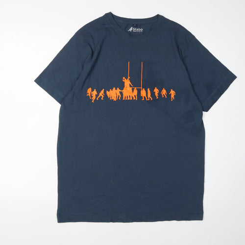 Stabo Men's Blue Medium Graphic Sports T-Shirt