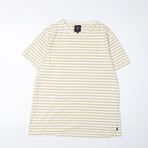 Silver Eight Men's White Striped T-Shirt Size M