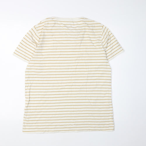 Silver Eight Men's White Striped T-Shirt Size M