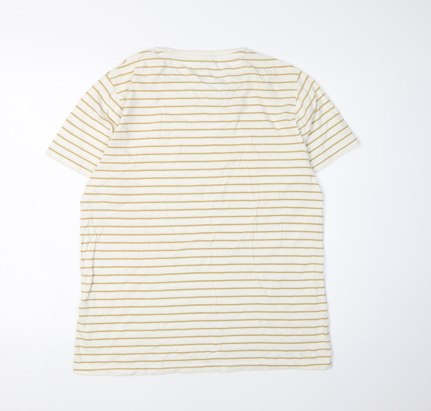 Silver Eight Men's White Striped T-Shirt Size M