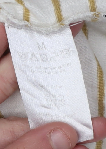 Silver Eight Men's White Striped T-Shirt Size M