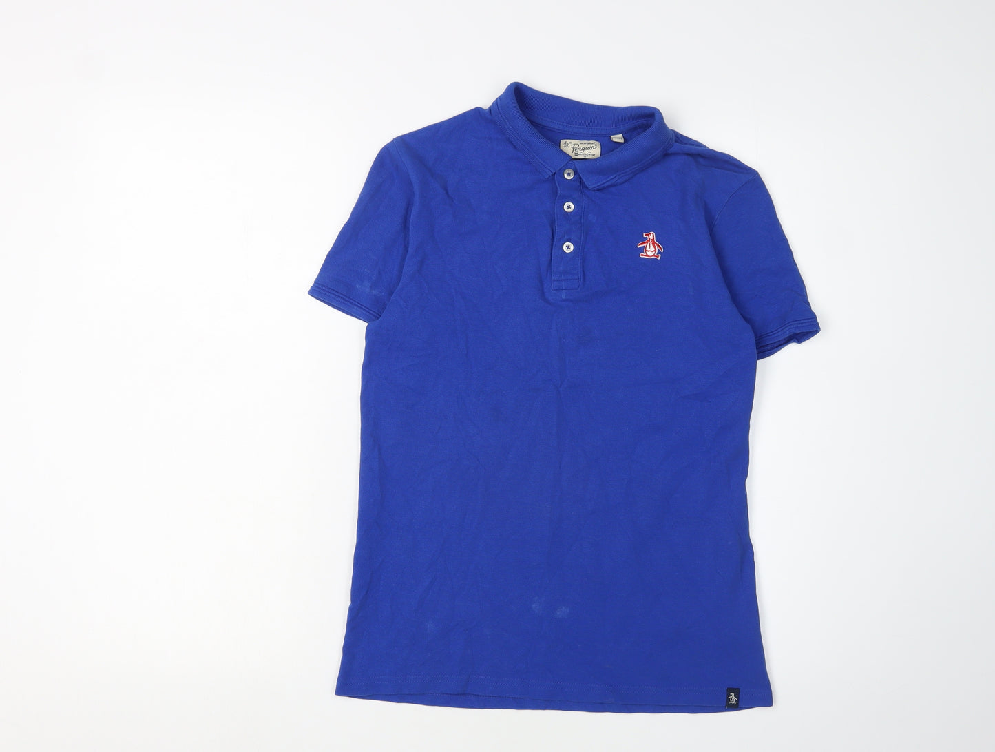 Penguin Boys Blue Polo Shirt Size 12-13 Years Logo Accent
