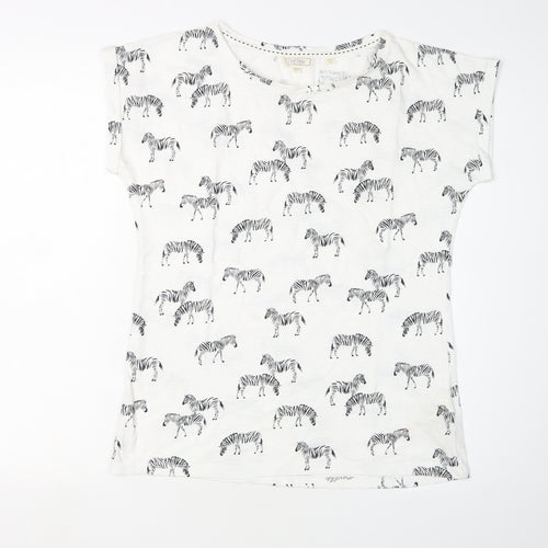 Fat Face Women's Zebra Print T-Shirt Size 8 White