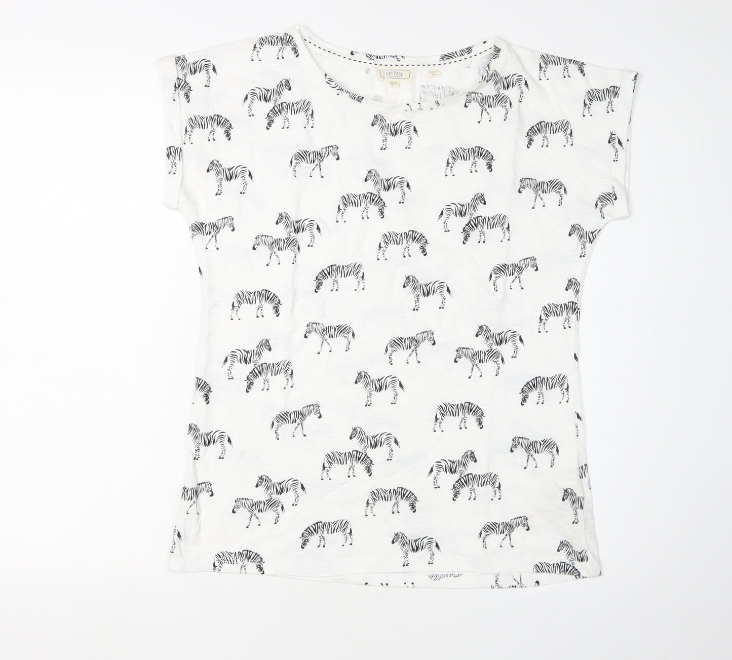 Fat Face Women's Zebra Print T-Shirt Size 8 White