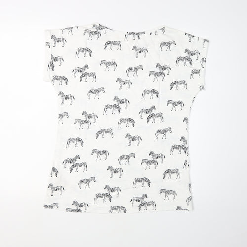 Fat Face Women's Zebra Print T-Shirt Size 8 White
