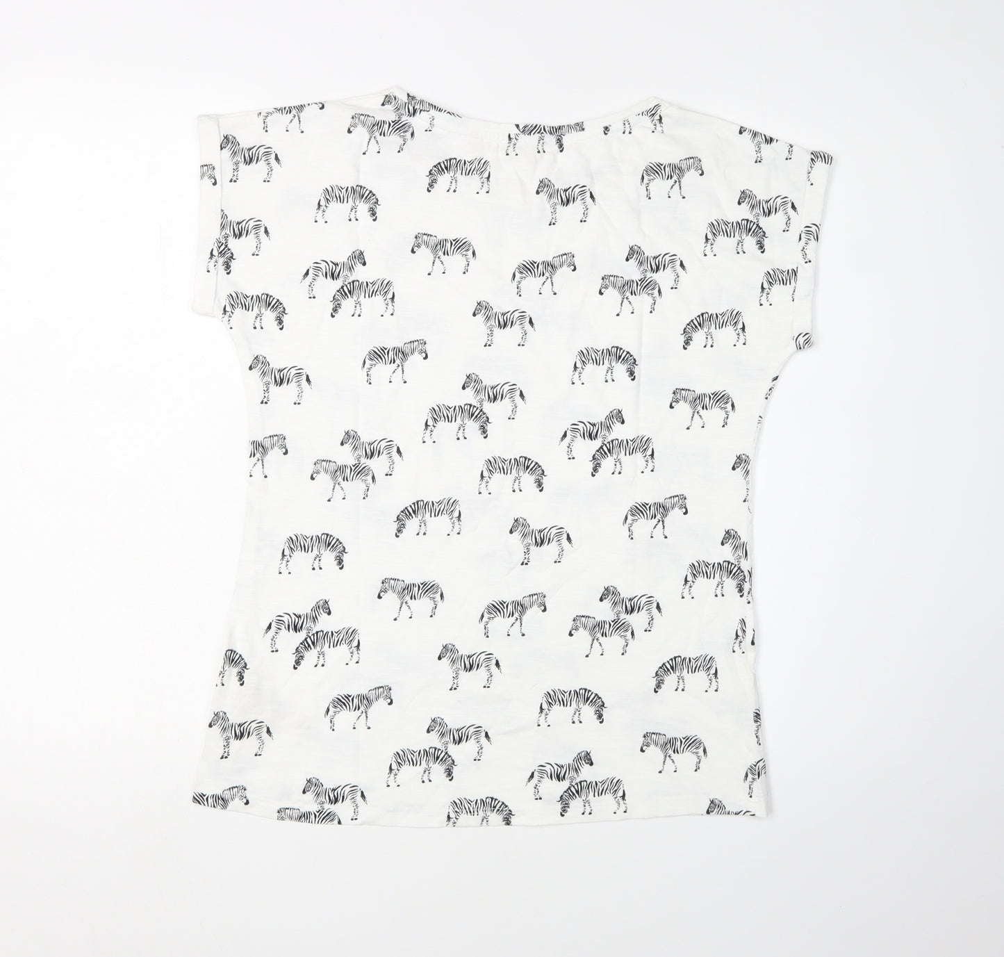 Fat Face Women's Zebra Print T-Shirt Size 8 White