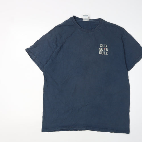 Old Guys Rule Men's Blue Funny T-Shirt, Logo Design Size L
