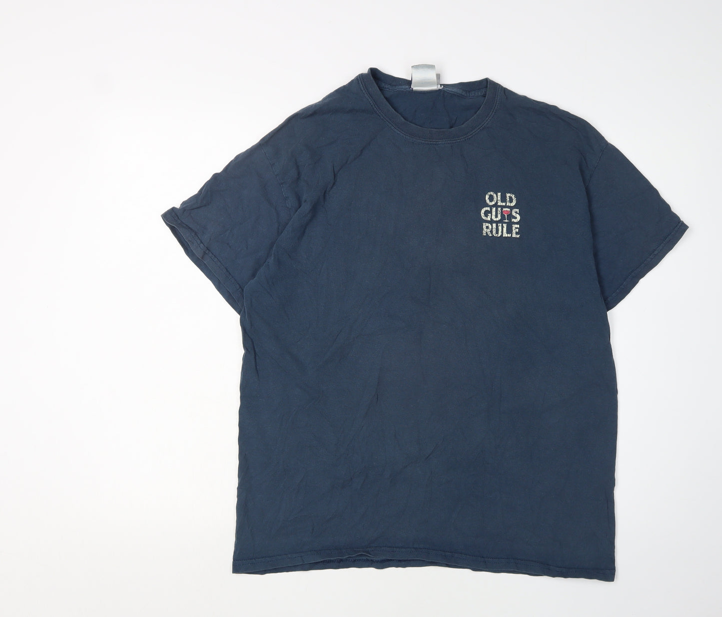 Old Guys Rule Men's Blue Funny T-Shirt, Logo Design Size L
