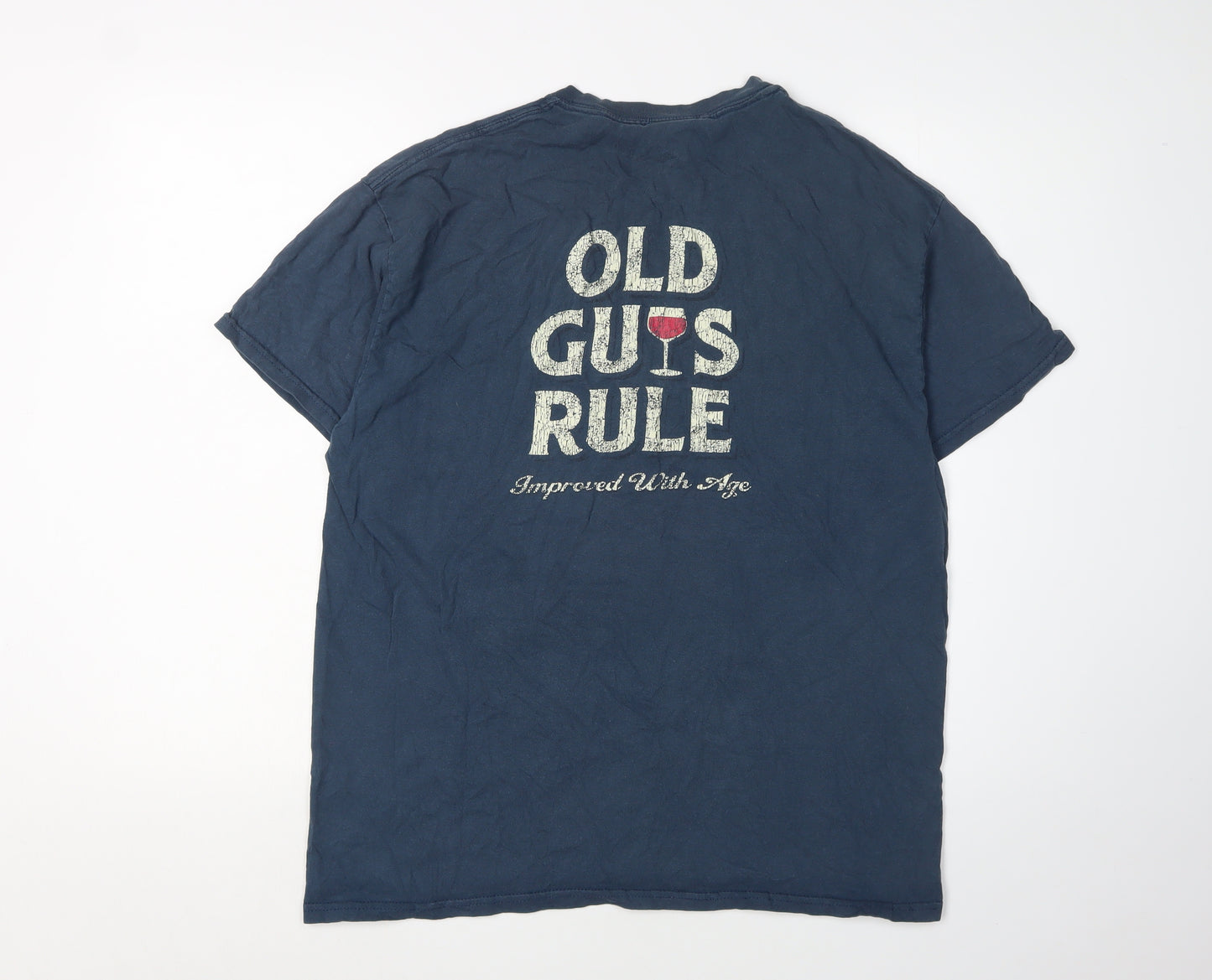 Old Guys Rule Men's Blue Funny T-Shirt, Logo Design Size L