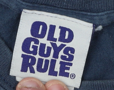 Old Guys Rule Men's Blue Funny T-Shirt, Logo Design Size L