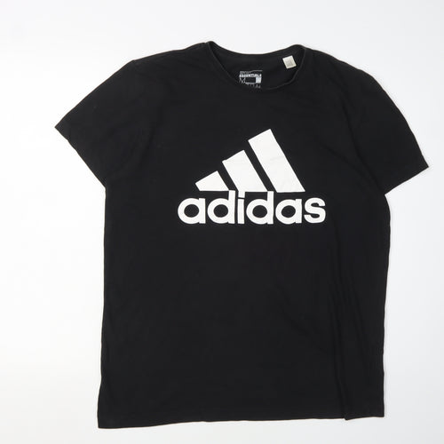 Adidas Men's Black Logo T-Shirt, Medium, Breathable Design