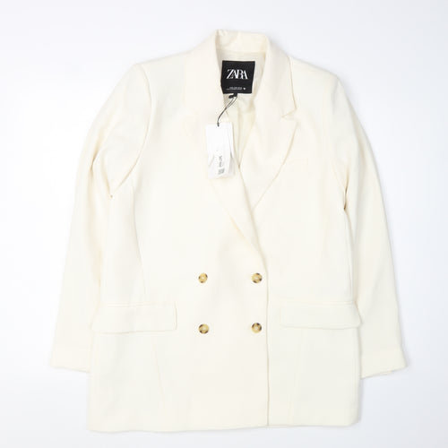 Zara Women's White Blazer Size M, Regular Fit