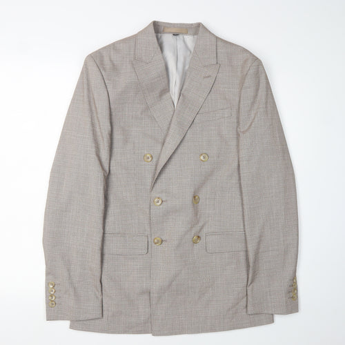 Marks and Spencer Men's Beige Check Blazer, Size 36R