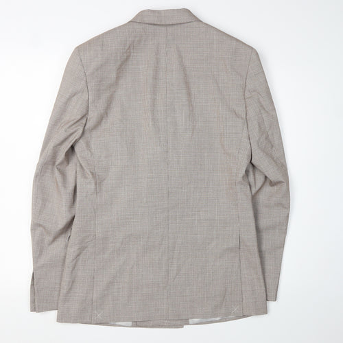 Marks and Spencer Men's Beige Check Blazer, Size 36R