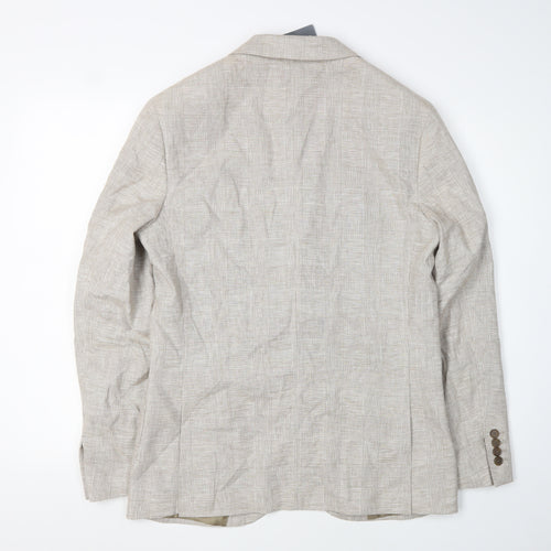Marks and Spencer Men's Beige Check Blazer 38R Regular Fit