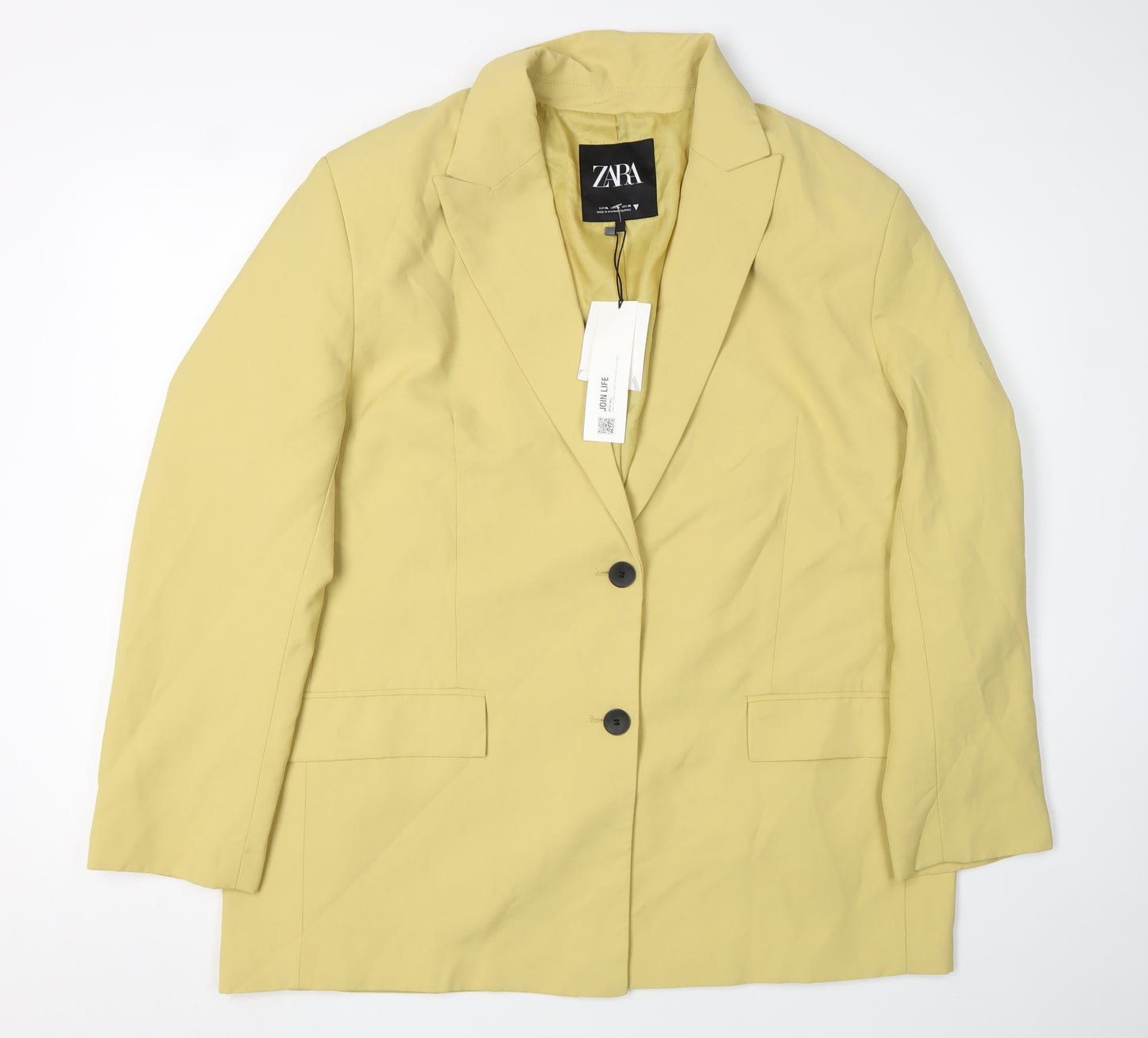 Zara Women's Yellow Blazer, Size 14, Lightweight