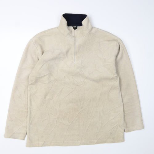 Cutting Edge Men's Beige 1/2 Zip Fleece Sweatshirt M