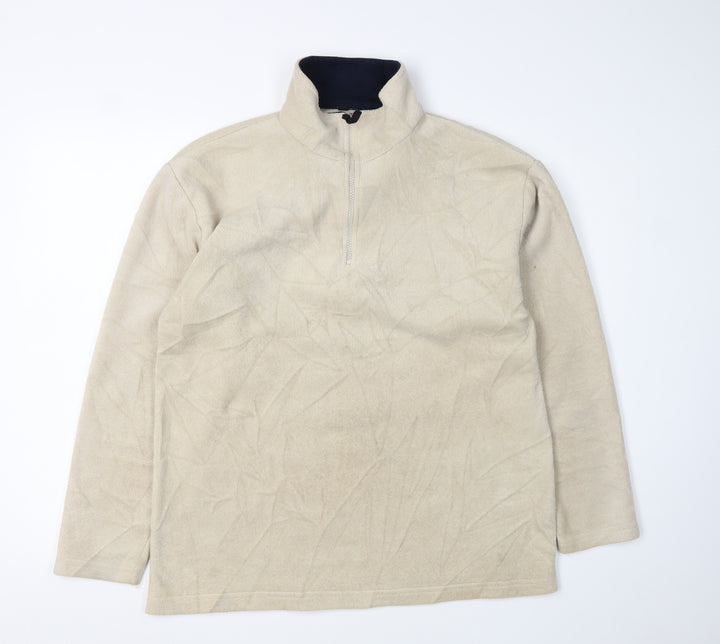 Cutting Edge Men's Beige 1/2 Zip Fleece Sweatshirt M