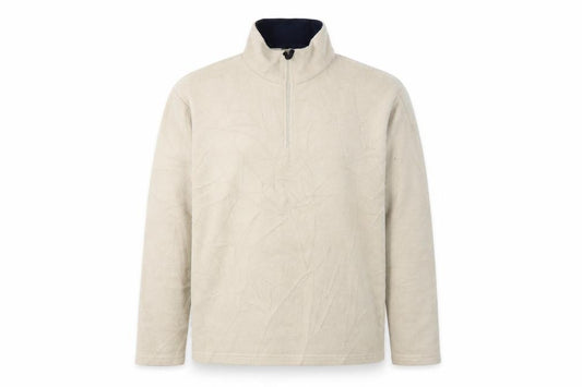 Front view of Cutting Edge Men's Beige 1/2 Zip Fleece Sweatshirt M
