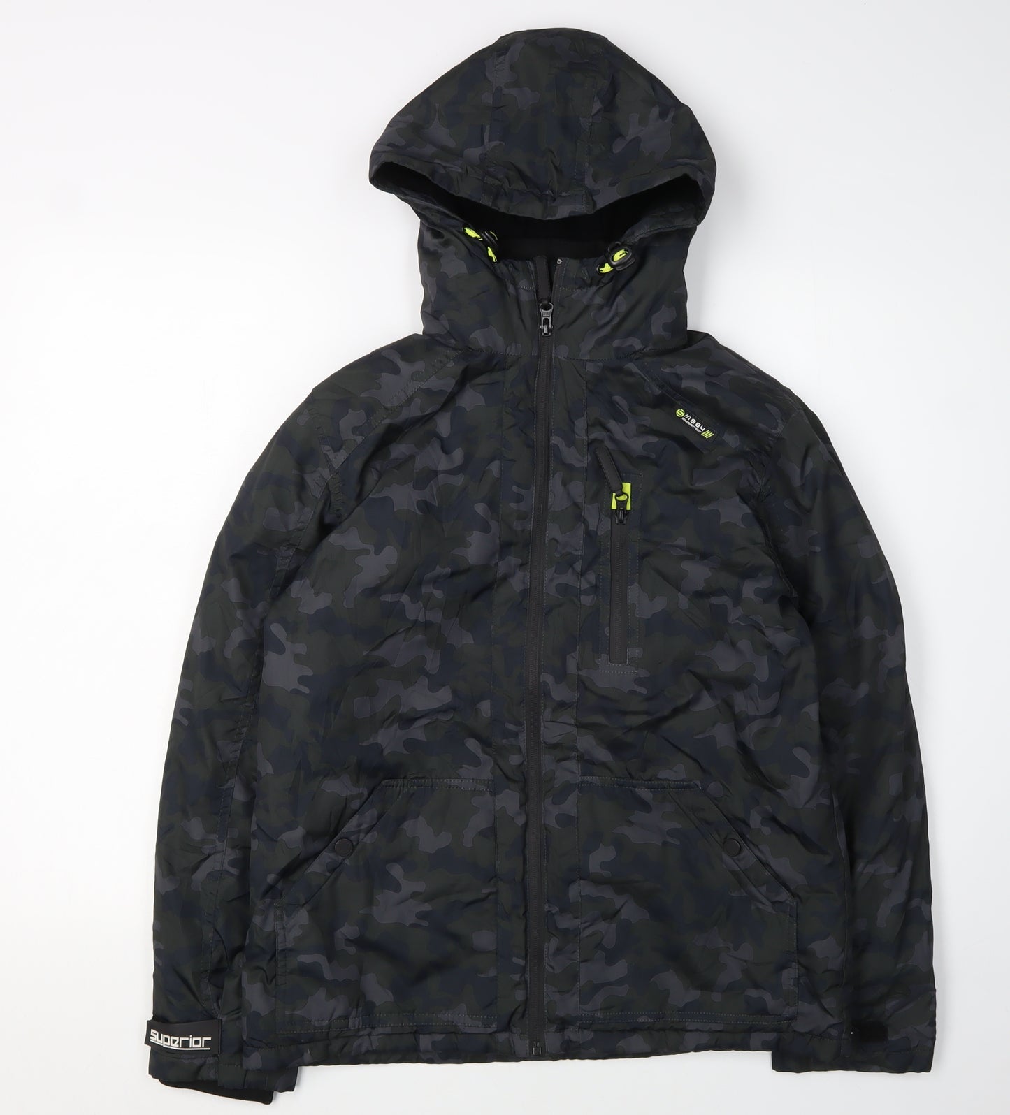 Marks and Spencer Boys Black Camouflage Puffer Jacket 13-14 Years