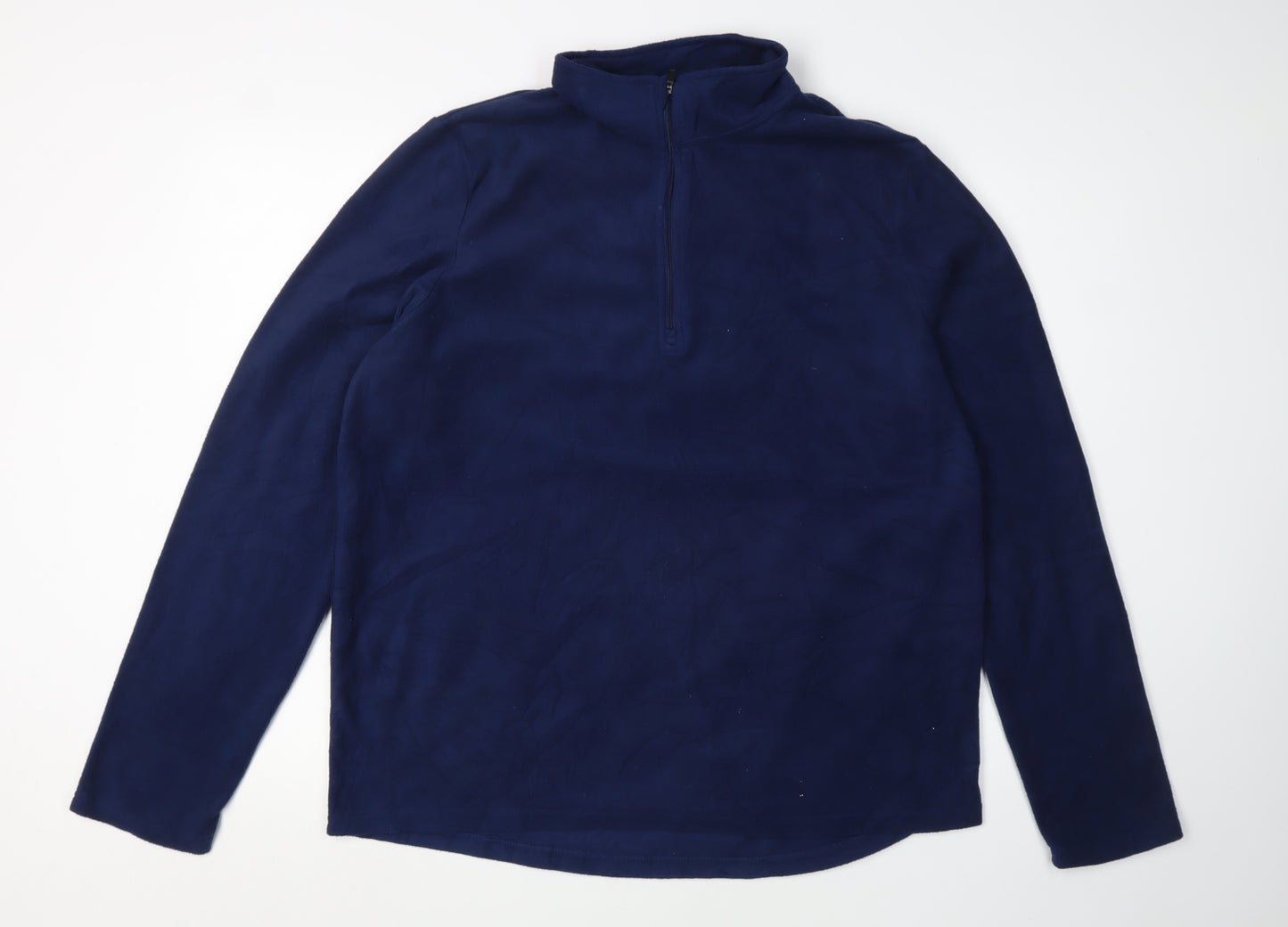 Crane Men's Blue 1/4 Zip Fleece Sweatshirt - Large