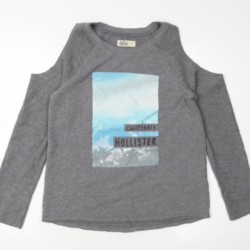 Hollister Women's Grey Cold Shoulder Pullover XS