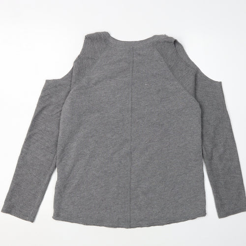 Hollister Women's Grey Cold Shoulder Pullover XS