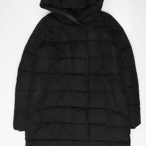 Hobbs Women's Black Puffer Coat Size 8 Winter Hooded
