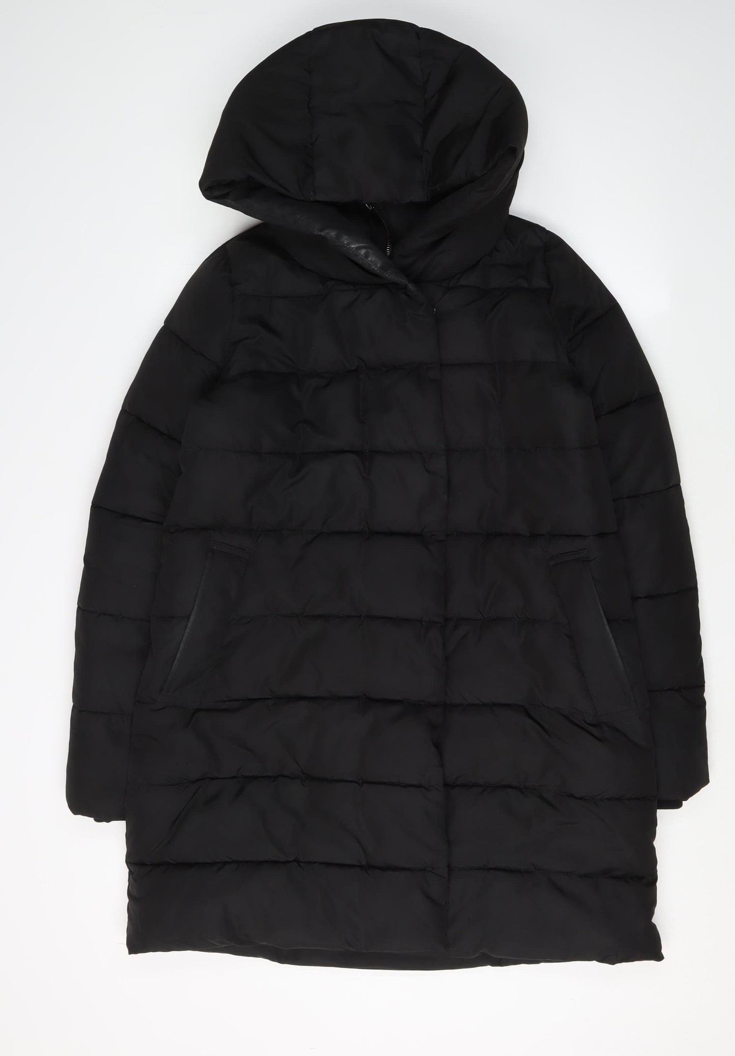 Hobbs Women's Black Puffer Coat Size 8 Winter Hooded