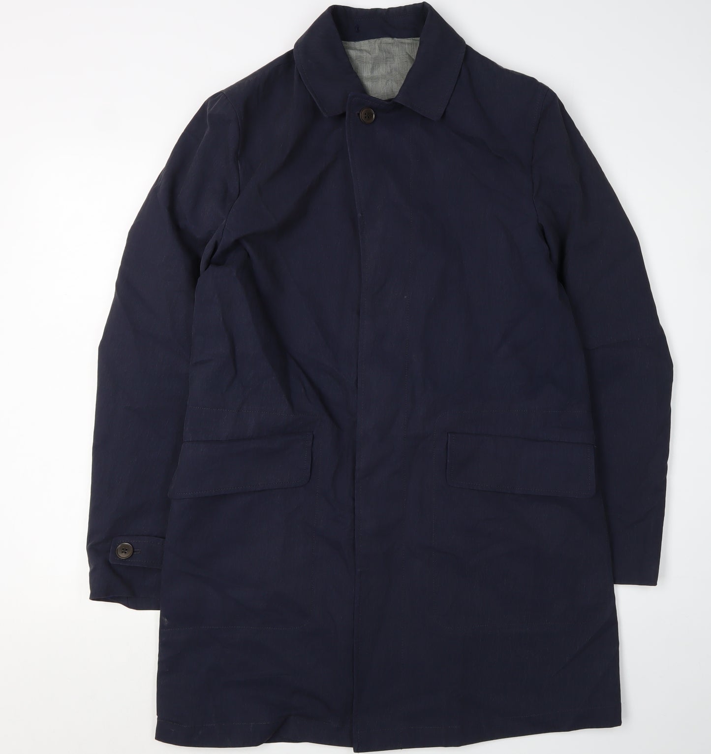 Charles Tyrwhitt Men's Blue Overcoat 40R Classic Check