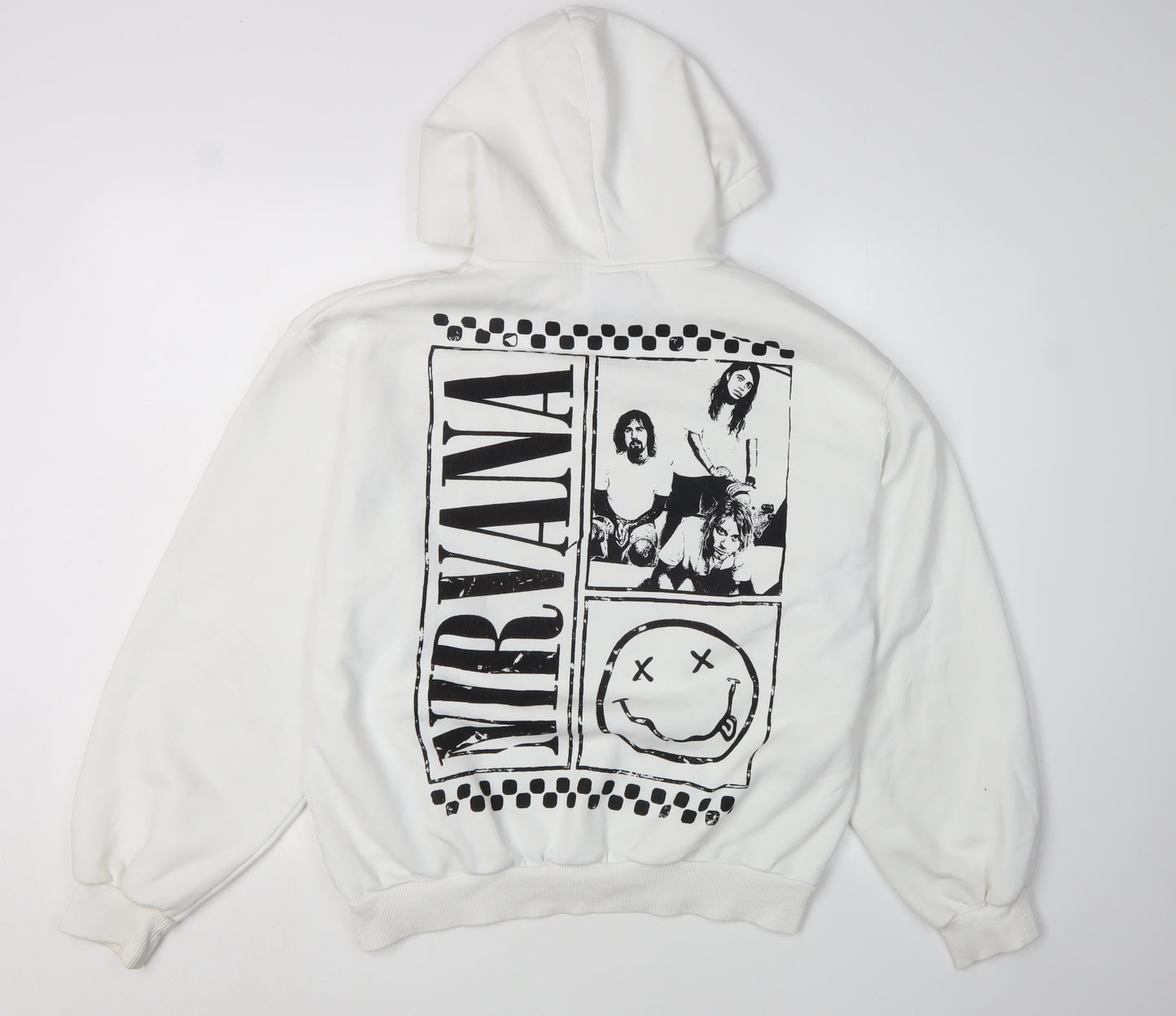 Bershka Women White Nirvana Hoodie Small
